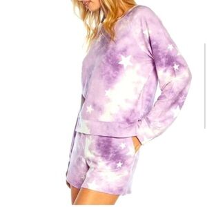 Wildfox Tie Dye Star Print Purple Pajama Set Loungewear Women’s‎ Sz XXL